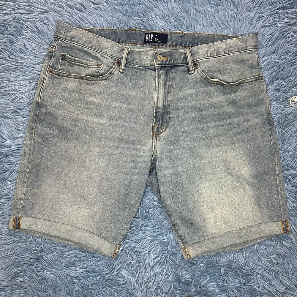 GAP Denim Blue Jean Shorts Size 38 Mens Slim Casual Outdoor Summer